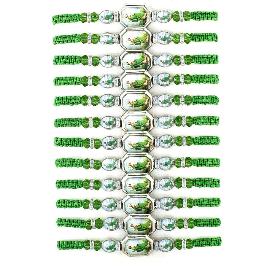 BONITTER 12入組聖猶達/聖母手鍊，手工綠色紅色結繩手鍊，適用作禮物和禱告手鍊，男女均可佩戴 - 1 - 查看 1