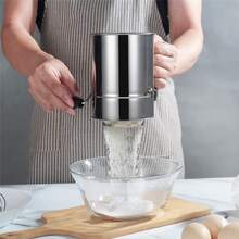 1pc,Flour Sifter For Baking,5 Cup Flour Sifter Stainless Steel,Hand Crank Flour Sifter With 4 Wire Agitator,Double-Layer Baking Sifter, Powdered Sugar Sifter,Baking Sifters For Baking Flour - Stainless Steel Color - View 2