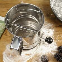 1pc,Flour Sifter For Baking,5 Cup Flour Sifter Stainless Steel,Hand Crank Flour Sifter With 4 Wire Agitator,Double-Layer Baking Sifter, Powdered Sugar Sifter,Baking Sifters For Baking Flour - Stainless Steel Color - View 4
