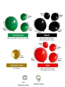 126 件红黑绿金属金色气球花环套装适用于主题生日圣诞新年派对装饰婚礼家居装饰 - 彩色 - 查看 2