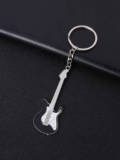 1入組時尚鋅合金吉他形狀鑰匙圈適合女士男士日常裝飾
