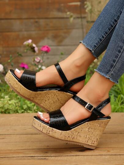 Women's Super High Heel Wedges With Thick Platform, Waterproof Strap Sandals For Summer