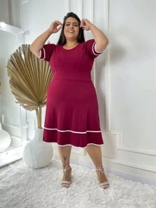 Plus Size Dresses - Burgonya - Görünüm 1