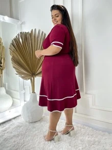 Plus Size Dresses - Burgonya - Görünüm 2