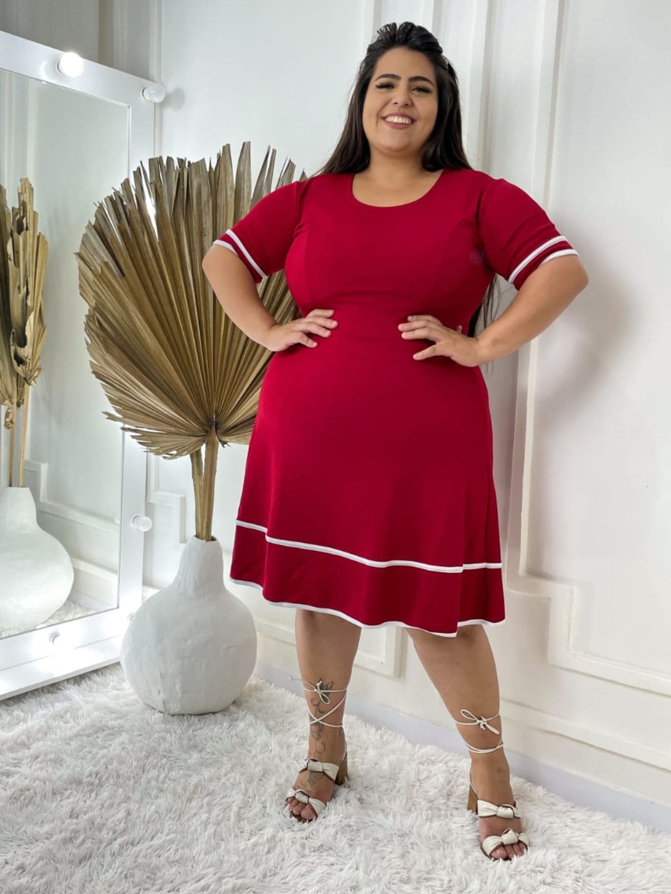 Plus Size Dresses - Red - View 1