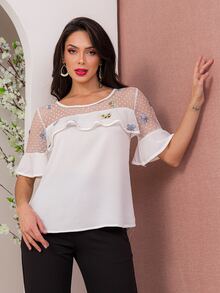 Women Blouses - 白色 - 查看 2