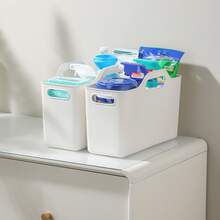 1pc Japanese Style Soft Handheld Storage Box For Bathroom, Kitchen, High & Narrow Basket Design For Cabinet And Desktop Storage - Clear - View 6