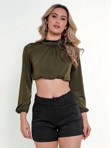 Women Tops - xanh quân đội - Xem 3