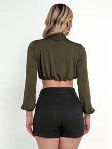 Women Tops - xanh quân đội - Xem 2