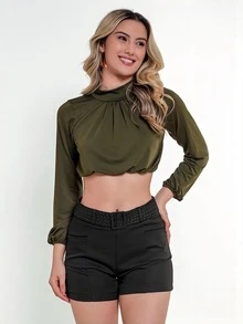Women Tops - xanh quân đội - Xem 5