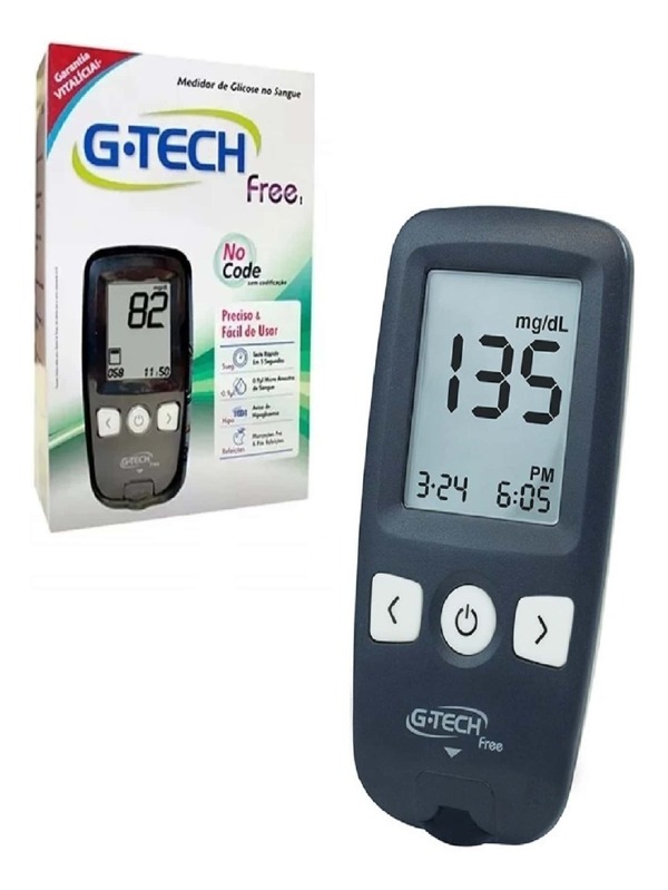 Kit Medidor De Glicose Free Com 10 Tiras 10 Lanceta G-tech