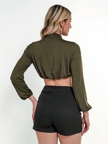 Women Tops - xanh quân đội - Xem 4