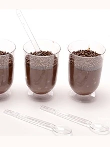 KIT 100 Mini Taça Para Docinhos 50 ML + 100 Mini Colher Acrílica - Porta Doces Festa Doces de Festa Copinho de Doces Copo Ceia Taçinha - Transparente - Visão 1
