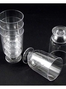 KIT 100 Mini Taça Para Docinhos 50 ML + 100 Mini Colher Acrílica - Porta Doces Festa Doces de Festa Copinho de Doces Copo Ceia Taçinha - Transparente - Visão 5