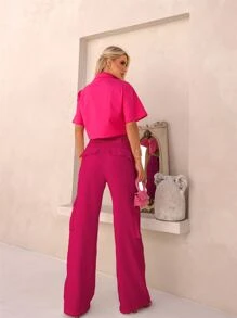 Women Pants - 玫紅色 - 查看 2