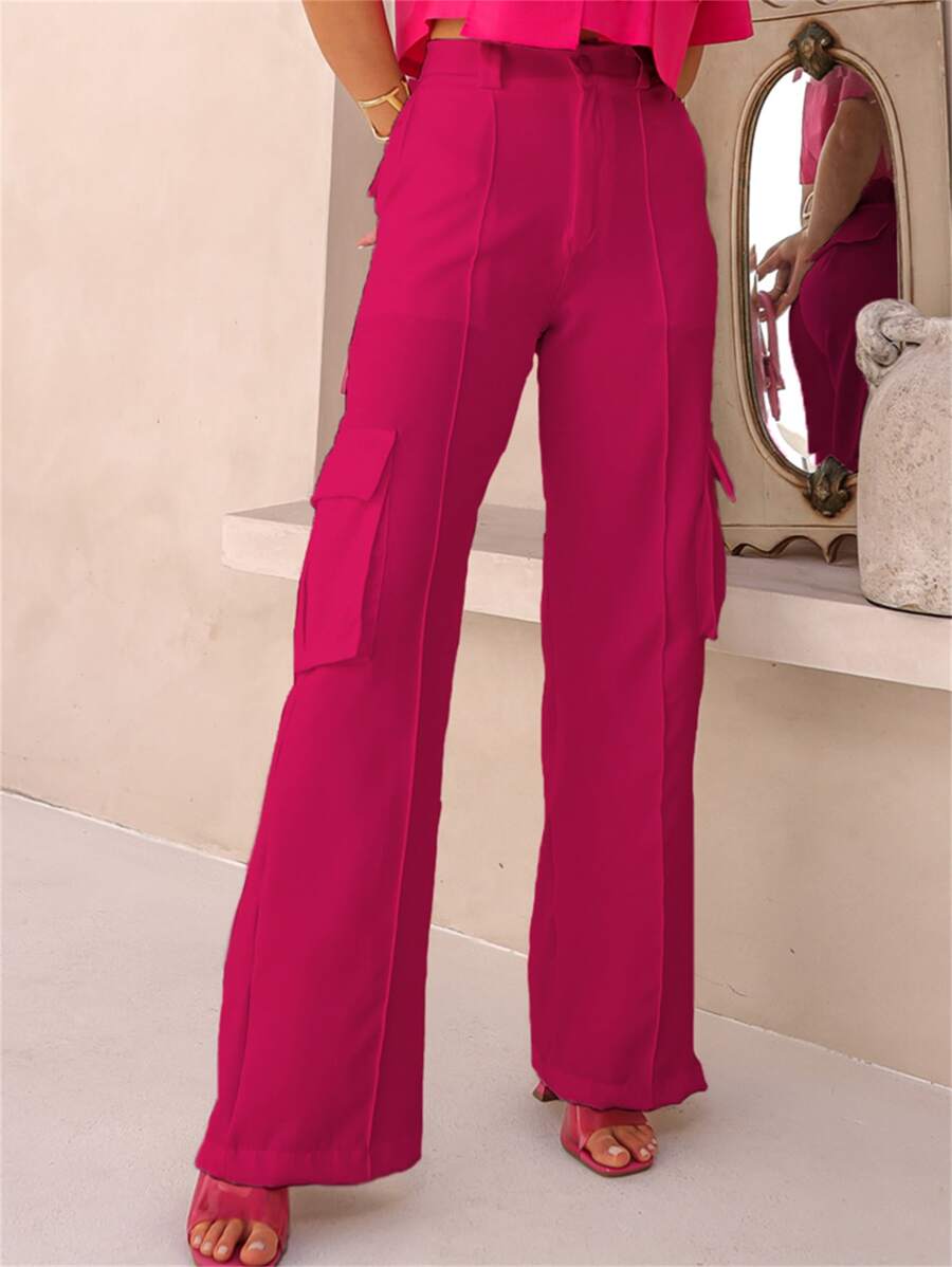 Women Pants - 玫紅色 - 查看 1