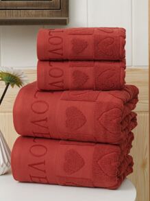 QIBHI 3/2/1件装提花爱心浴巾/浴巾,轻便小巧,适合旅行、情侣礼物、家居装饰、婚礼、派对等场合,多种尺寸可选,也可用于美容院、酒店、运动场所、居家护理等。 - 紅色 - 查看 4