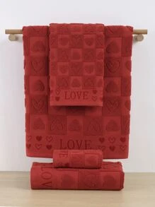QIBHI 3/2/1件装提花爱心浴巾/浴巾,轻便小巧,适合旅行、情侣礼物、家居装饰、婚礼、派对等场合,多种尺寸可选,也可用于美容院、酒店、运动场所、居家护理等。 - 紅色 - 查看 3