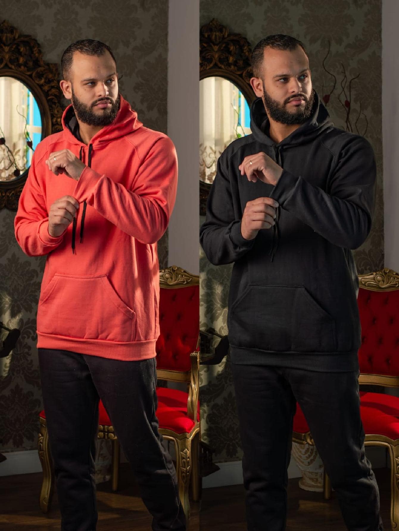 Men Sweatshirts - 珊瑚粉 - 查看 1