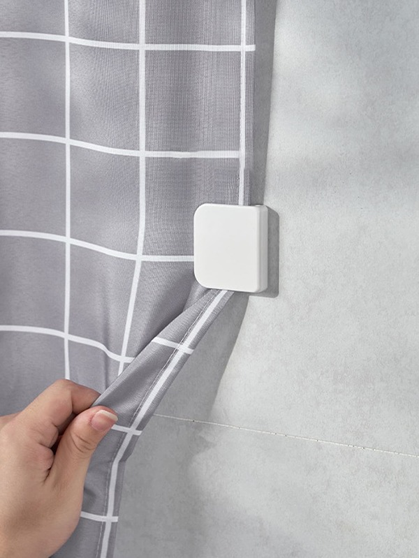 2pcs Shower Curtain Clips, Self Adhesive Protective Cover, Bathroom