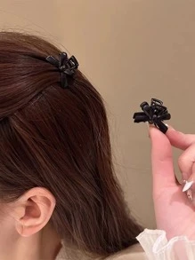 2个装女士黑色蝴蝶结迷你发爪夹，适合日常佩戴，休闲情人节礼物，发夹，发卡，发饰，蝴蝶结发夹，校园用品，黑色蝴蝶结，学院风秋冬发夹，女士度假装扮发饰，情人节礼物 - 黑色 - 查看 1