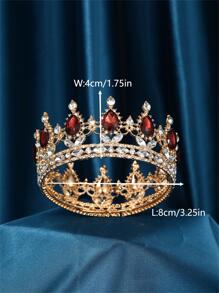 優雅孔雀水滴水晶新娘皇冠選美經典金色頭飾小姐婚禮髮飾