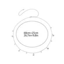 极简主义个性化星形流苏身体链，新款时尚镶钻星形吊坠腰链，性感万圣节女士饰品
