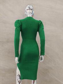 Women Sweater Dresses - màu xanh lá - Xem 2