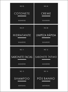 Rótulos Adesivos - Etiquetas Organizadoras para Banheiro - Decoração de Frascos - Unitário ( 16 unidades ) - Preto - Visão 3