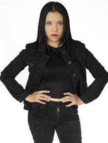 Chamarra de Mezclilla para mujer - Negro - Ver 3