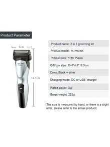 Rechargeable Electric Shaver Razor With Interchangeable Head 3 In 1 Chin Shaving Machine - Silver - View 2
