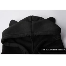 Sudadera de Gato con Orejas Estampada Helado de Fresa - Negro - Ver 3