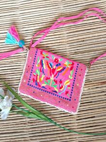 Bolsa de manta bordada de colores - Rosa Pálido - Ver 4