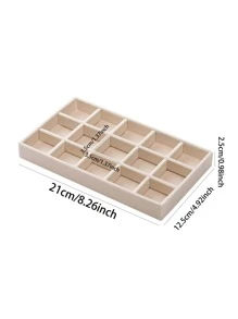 1入組多格首飾類收納極簡素色首飾託盤 - 米色 - 查看 2