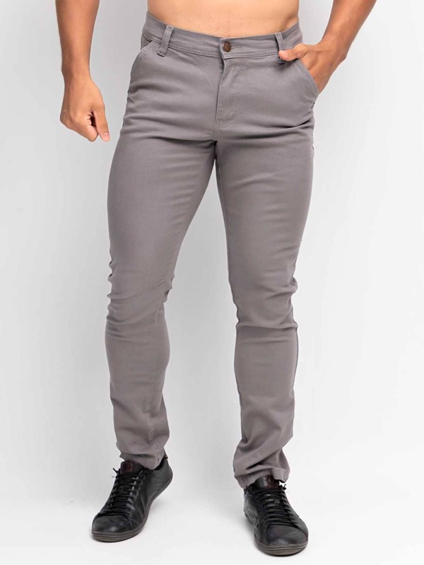 Calça Masculina Sport Fino Sarja com Elastano - Cinza (23720)