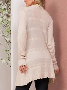 Cardigan feminina estampada liso verão outono design Kimono - Bege - Visão 4