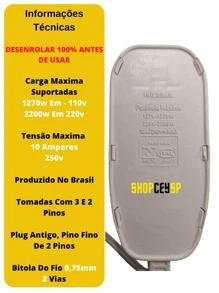 Electrical Sockets - EXT 3 MT BRANCA METROS NR-152 - View 2