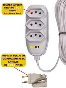 Electrical Sockets - EXT 10 MT BRANCA METROS NR-154 - مشاهدة 3