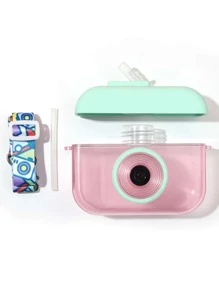 Botella de Agua Diseño Camara Cantimplora Portatil Libre de BPA Sellado al vacio Con correo 400ml, Sellado Hermetico Anti Derrame - Rosa - Ver 7