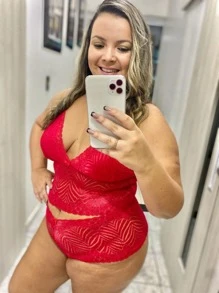 Plus Size Robes & Robe Sets - 紅色 - 查看 1