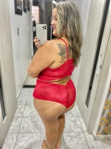 Plus Size Robes & Robe Sets - 紅色 - 查看 2