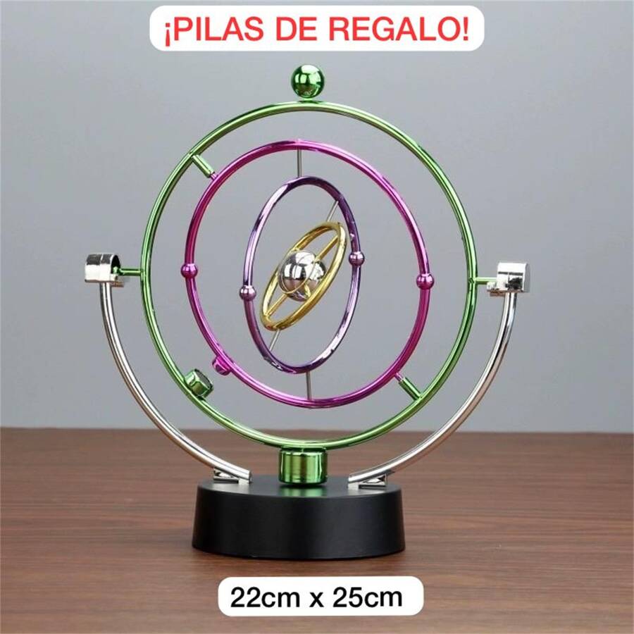 Péndulo Eterno Movimiento Átomo. Instrumento Decoración, Decoraciones para el Hogar, Adorno Creativo, Regalos de Oficina, DE REGALO 4 PIEZAS DE PILA - Multicolor - Ver 1