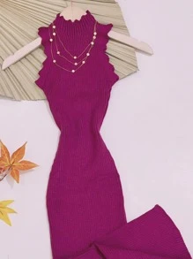 Women Sweater Dresses - 中紫紅色 - 查看 3