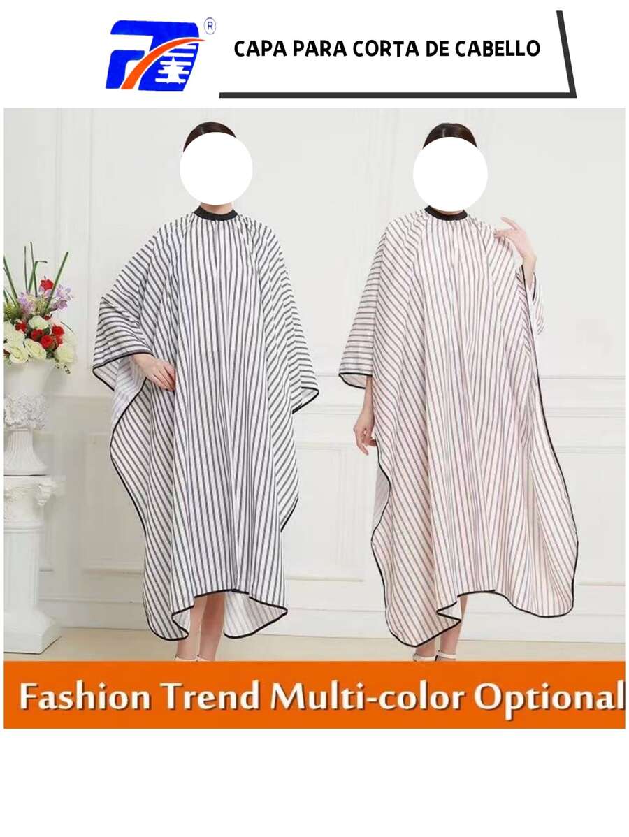 Capa Para Corte De Cabello Con Rayas - Blanco y Negro - Ver 1