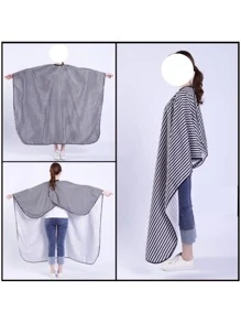 Capa Para Corte De Cabello Con Rayas - Blanco y Negro - Ver 5