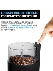 Redlemon Molino de Café Eléctrico con Interruptor de Seguridad (50 g), Moledora con Cuchillas de Acero Inoxidable, para Prensa Francesa, Cafetera de Goteo y Espresso. Molino para Especias y Hierbas - Negro - Ver 4