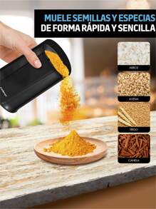 Redlemon Molino de Café Eléctrico con Interruptor de Seguridad (50 g), Moledora con Cuchillas de Acero Inoxidable, para Prensa Francesa, Cafetera de Goteo y Espresso. Molino para Especias y Hierbas - Negro - Ver 5