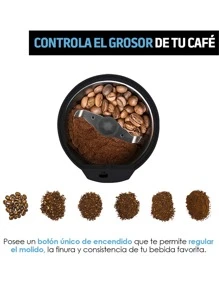 Redlemon Molino de Café Eléctrico con Interruptor de Seguridad (50 g), Moledora con Cuchillas de Acero Inoxidable, para Prensa Francesa, Cafetera de Goteo y Espresso. Molino para Especias y Hierbas - Negro - Ver 6