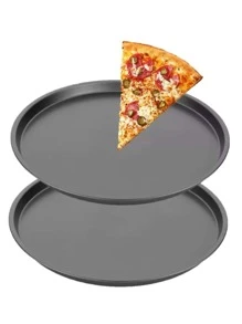 Kit 2 Forma De Pizza Aço Carbono 36cm Assadeira Antiaderente - Preto - Visão 1