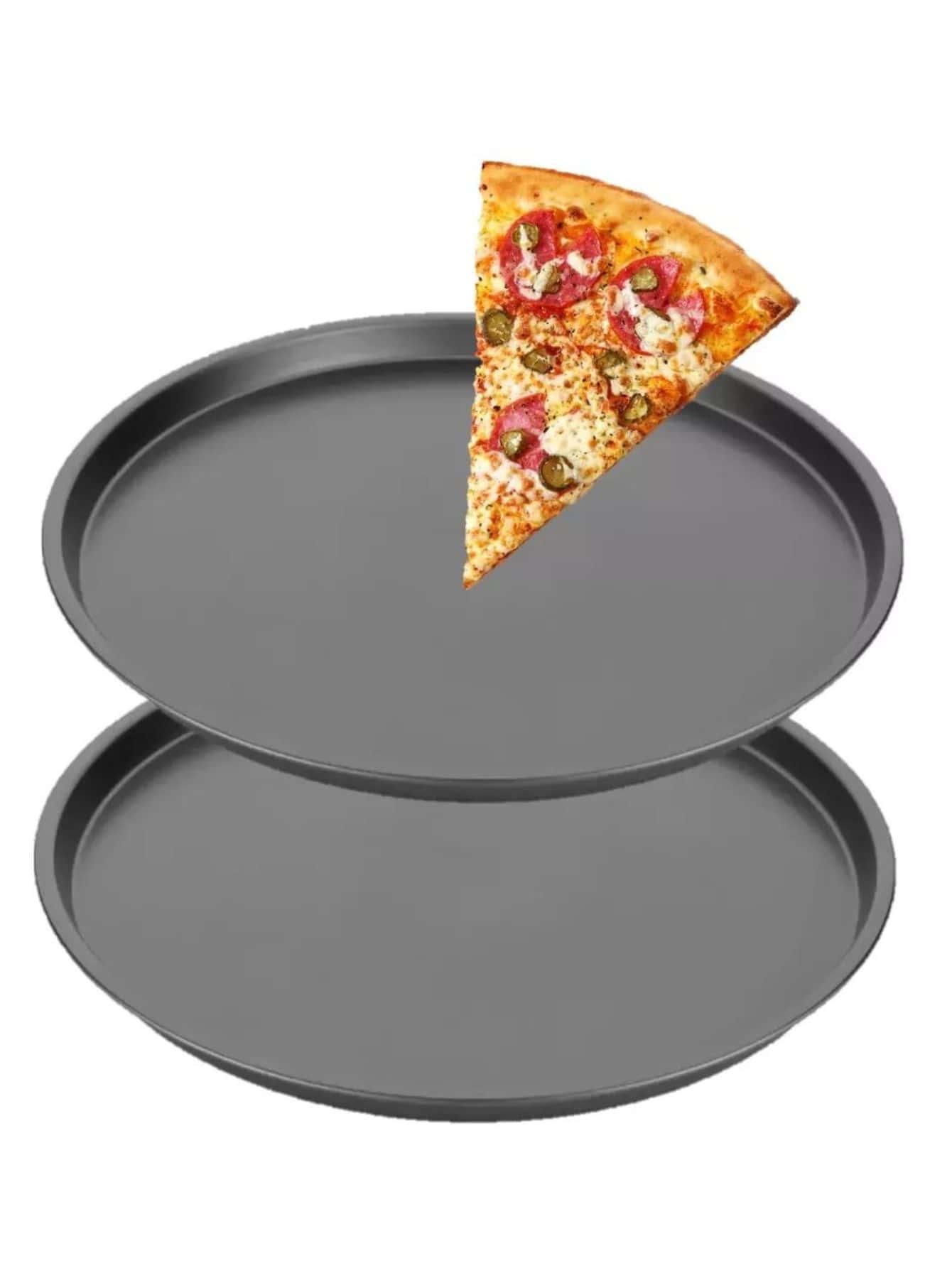 Kit 2 Forma De Pizza Aço Carbono 36cm Assadeira Antiaderente - Preto - Visão 1